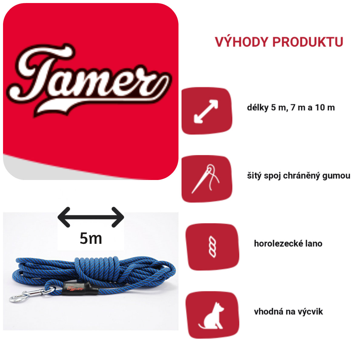 Stopovací vodítko TAMER 5m (mix)