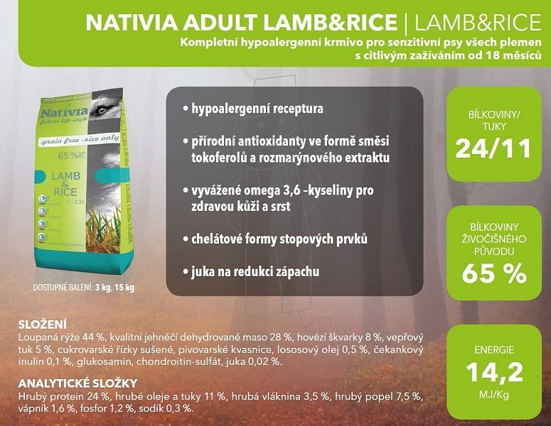 Nativia Adult Lamb&Rice 15kg