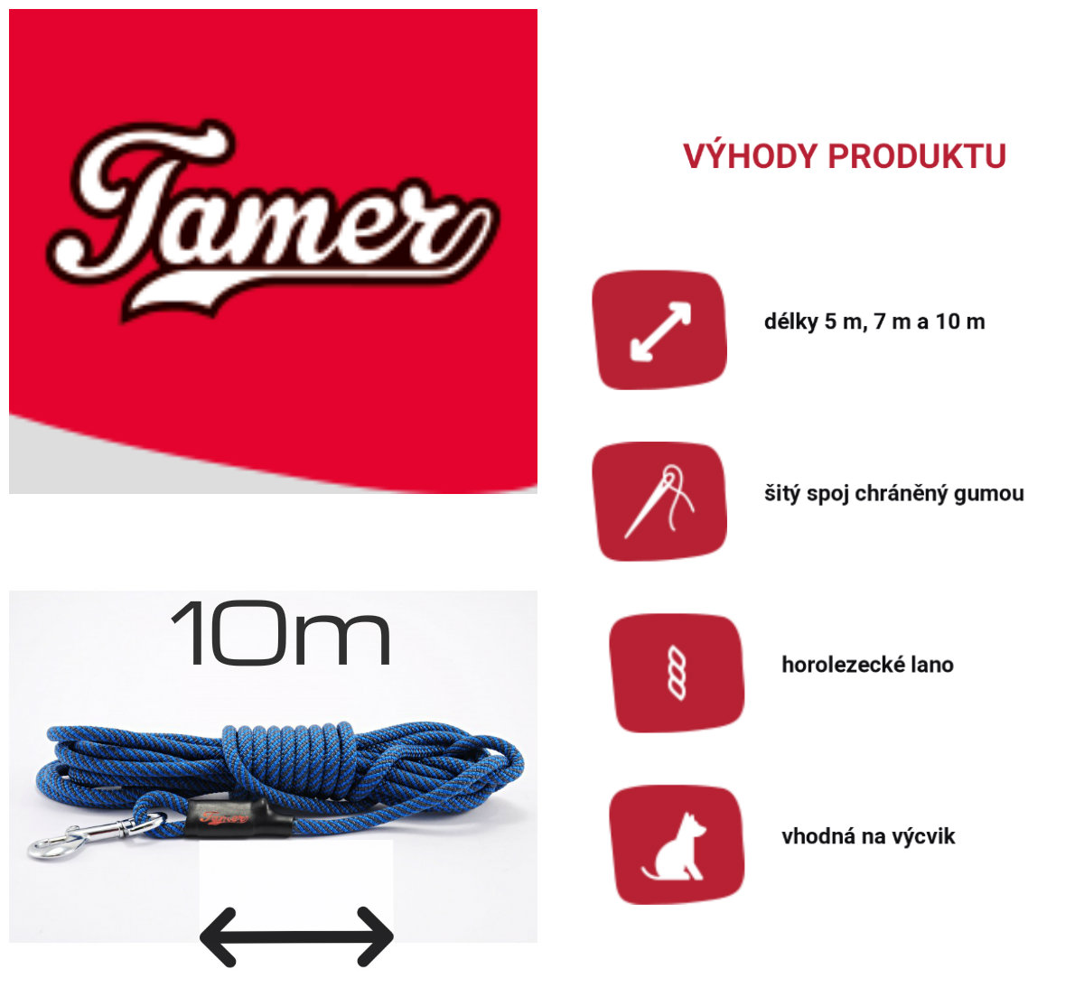 Stopovací vodítko TAMER 10m (mix)