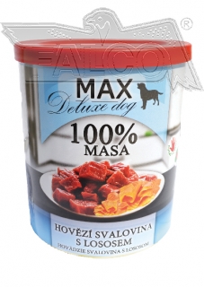 MAX konzerva kostky hovězí s lososem 800g