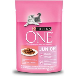 PURINA ONE Junior minifiletky losos a mrkev 85g 