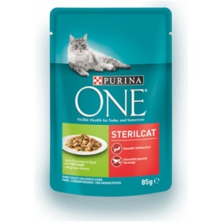 PURINA ONE Sterilecat minifiletky krůta a zelené fazolky 85g 