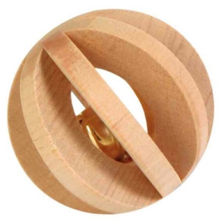 Lamelový míček dřevěný s rolničkou 6cm